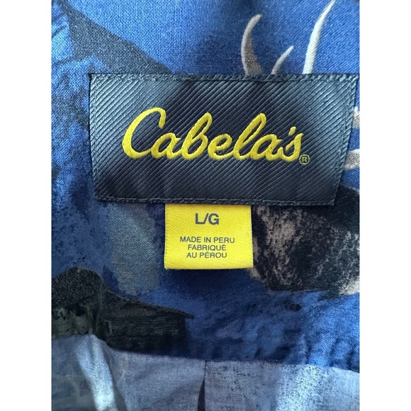 Cabelas Mens Elk Forest Landscape Button Up Shirt L G - Picture 6 of 6